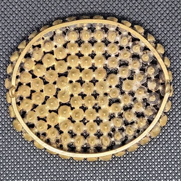 Vintage Luxe Statement 40s-50s Clear Rhinestone Brass Pendant Retro Glam Piece - Picture 3 of 10